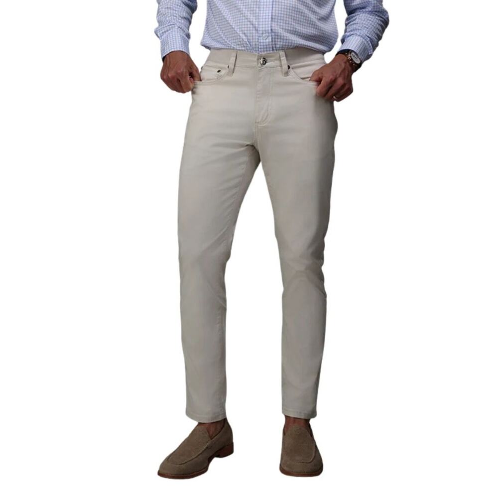 COLLARS & CO Mens CEO 5-Pocket Slim Leg Stretch Stone Khaki Pants NWT 38 W 34 L